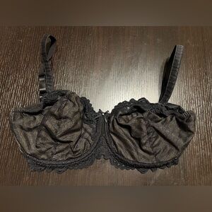 Whimsy Lunaire 152-11 Barbados Striped Unlined Full Figure Bra Lace UW 34G Black